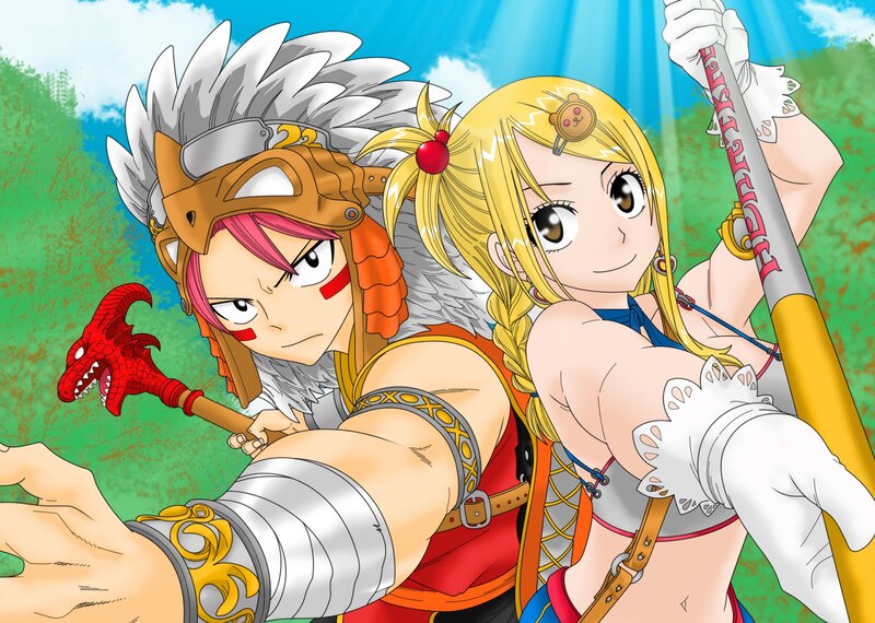Natsu and Lucy in action