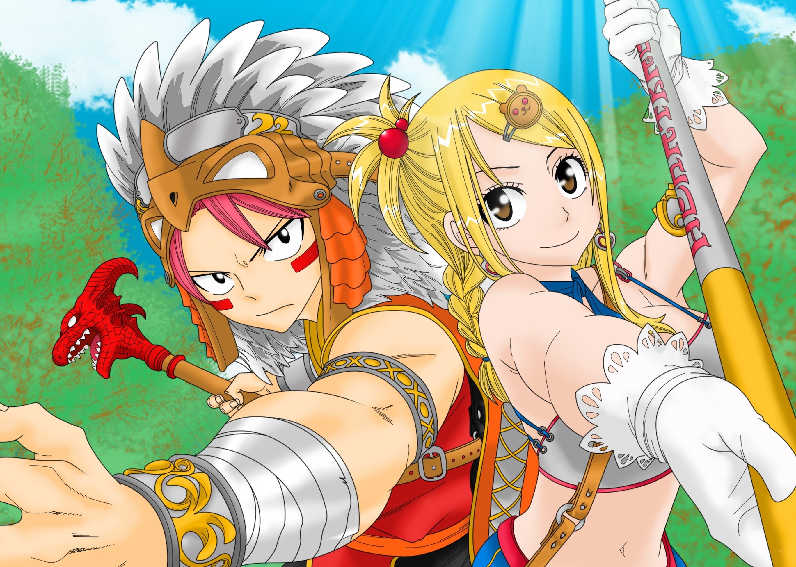 Natsu and Lucy in action