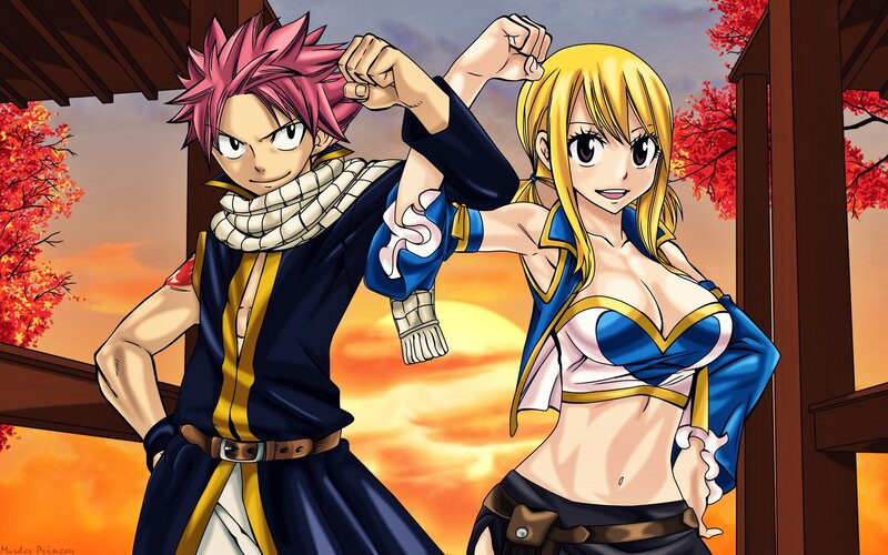 Natsu and Lucy in autumn