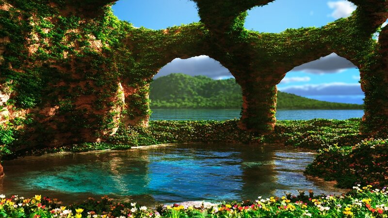 Natural Arch with Flowers