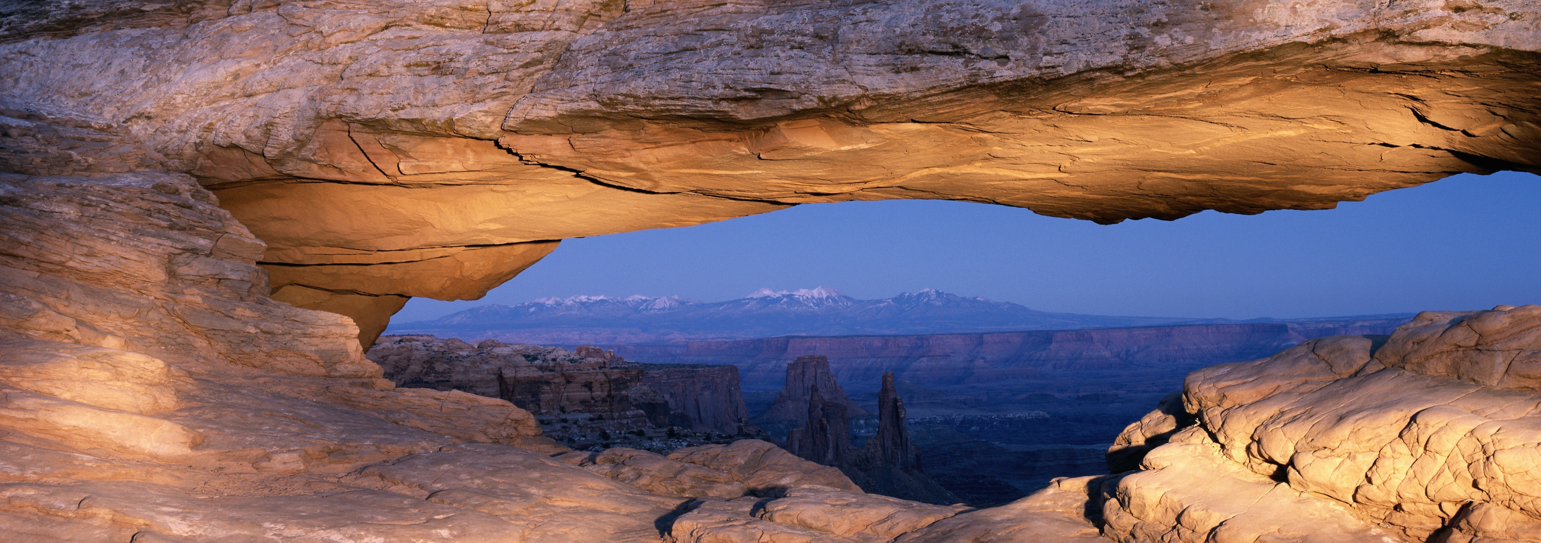 Natural rock arch at dusk