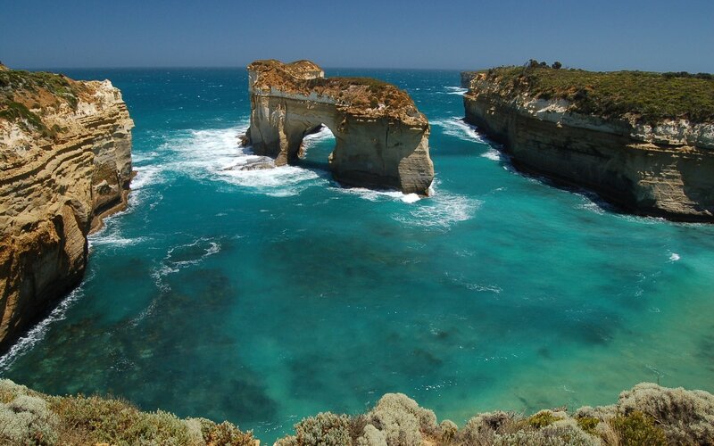 Natural rock arch at Loch Ard Gorge