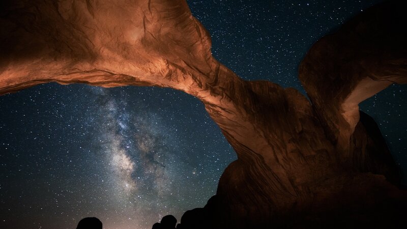 Natural Rock Arch at Night — Brown