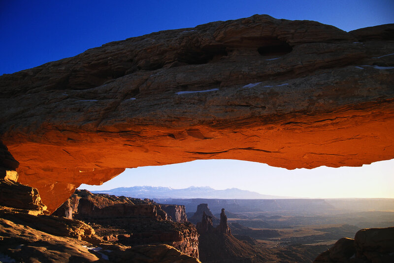 Natural rock arch at sunrise