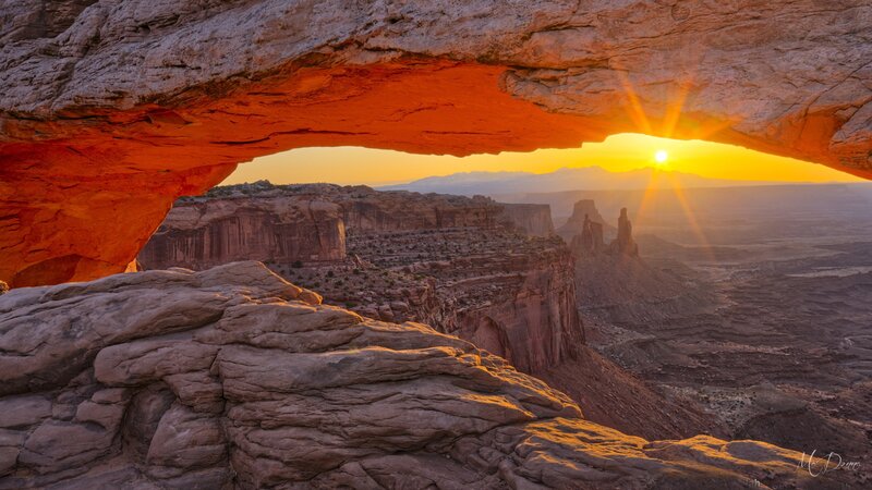 Natural Rock Arch at Sunset — Orange, Dramatic
