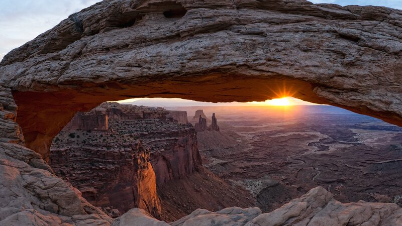 Natural Rock Arch at Sunset — Orange, Serene
