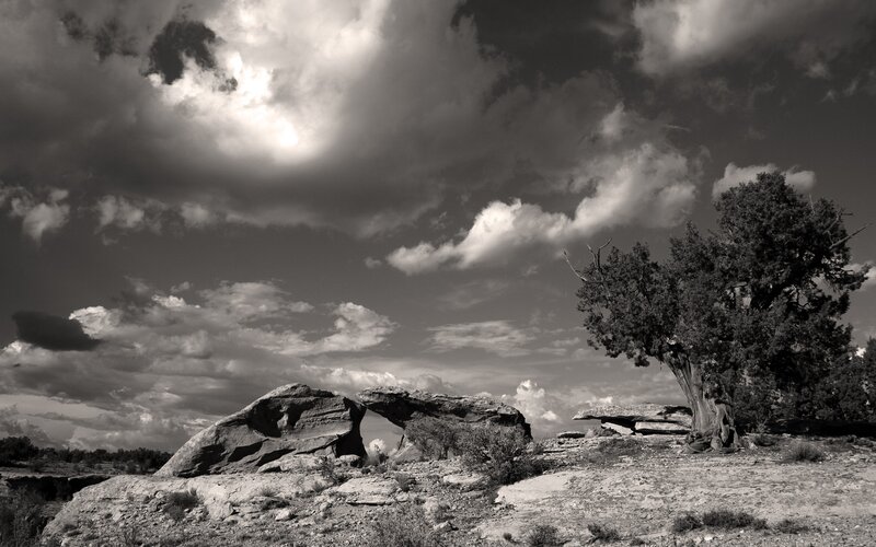 Natural Rock Arch — Black, Dramatic