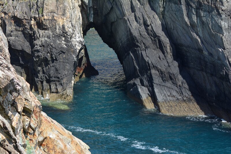 Natural Rock Arch — Blue, Dramatic, Afternoon, Photograph, Ocean, Cliffs