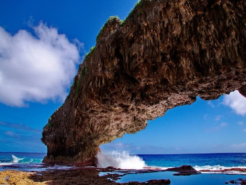 Natural Rock Arch — Blue, Dramatic, Afternoon, Photograph, Ocean