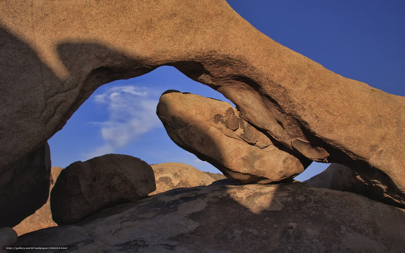 Natural Rock Arch — Blue, Dramatic, Afternoon, Photograph, Sky, Clouds, Rocks