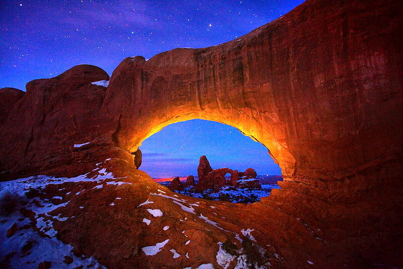 Natural Rock Arch — Blue, Dramatic, Night