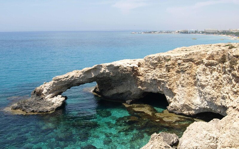 Natural Rock Arch — Blue, Serene, Afternoon, Photograph, Ocean