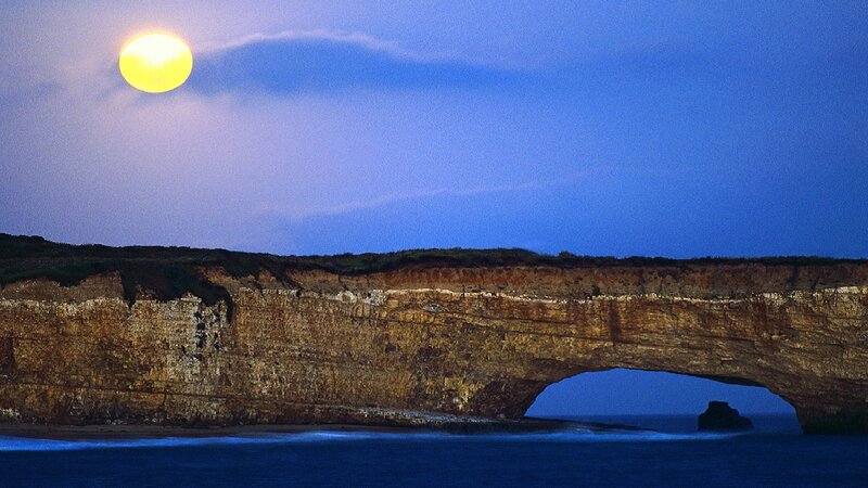 Natural Rock Arch — Blue, Serene, Night