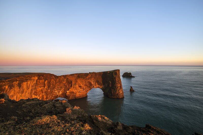 Natural Rock Arch — Blue, Serene, Sunset, Photograph