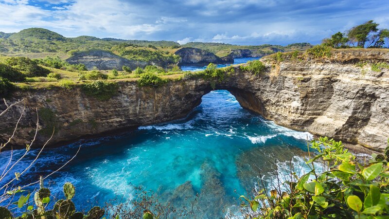 Natural Rock Arch Bridge — Blue, Dramatic