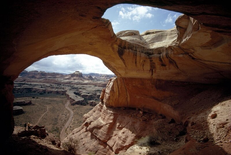 Natural Rock Arch — Brown, Serene, Afternoon, Photograph, Desert Landscape