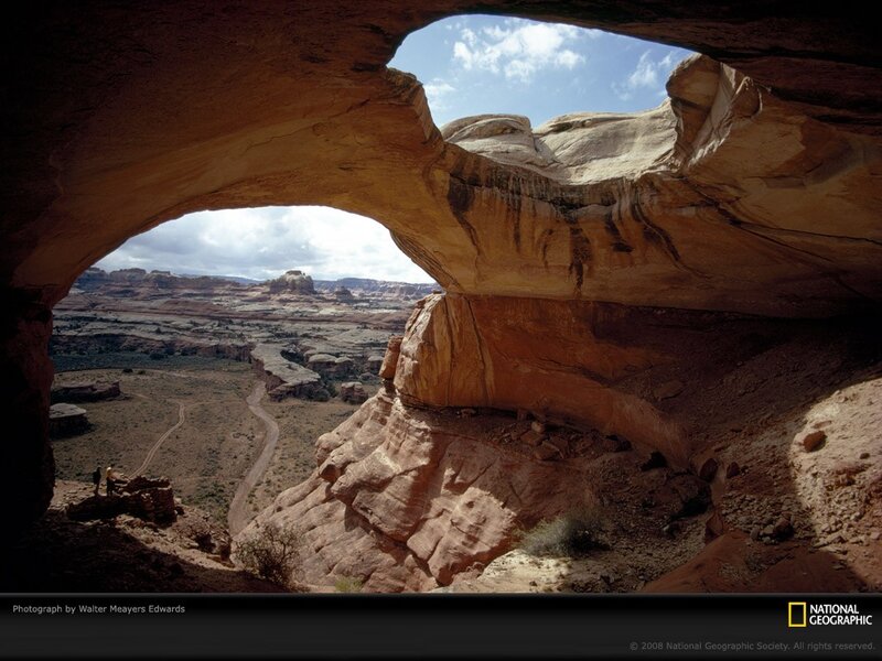 Natural Rock Arch — Brown, Serene, Afternoon, Photograph, Desert