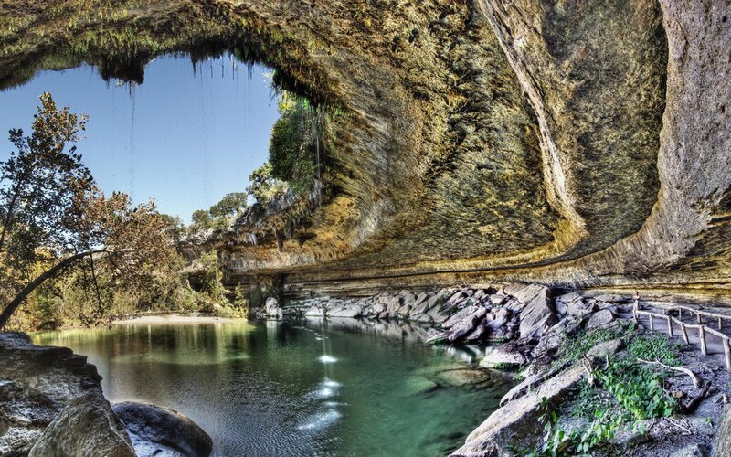 Natural Rock Arch Cave — Green, Serene