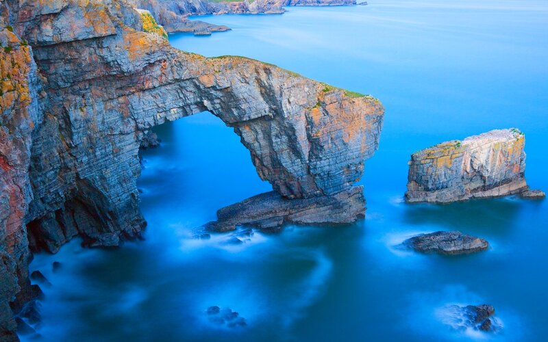 Natural Rock Arch Formation — Blue, Serene, Photograph