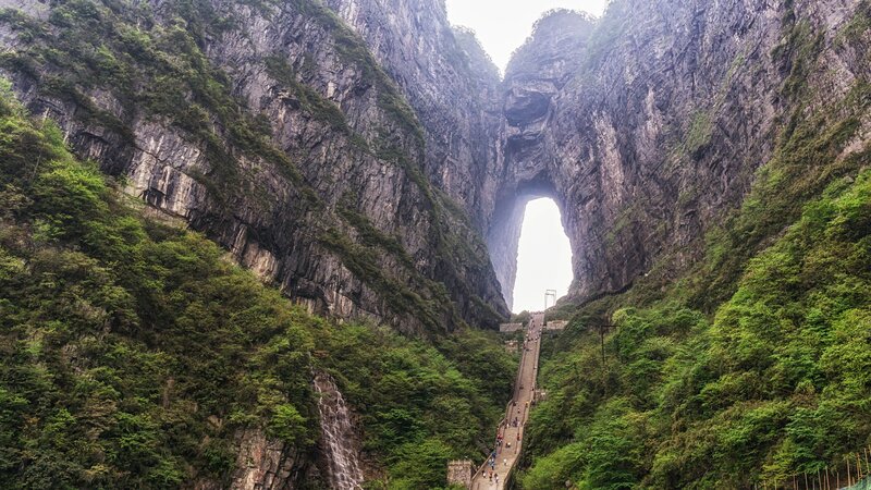Natural Rock Arch Formation — Green, Dramatic