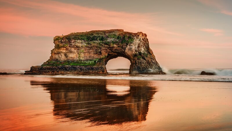 Natural Rock Arch Formation — Orange, Serene, Sunset