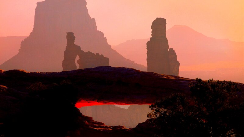 Natural Rock Arch Formation — Red