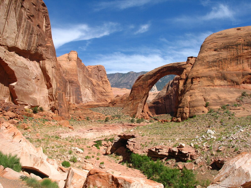 Natural rock arch in desert canyon