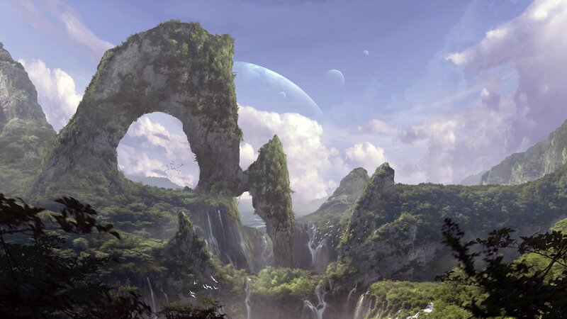 Natural Rock Arch Landscape — Green