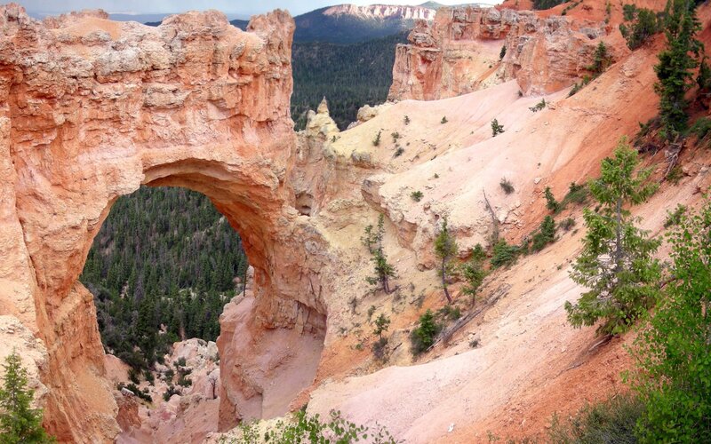 Natural Rock Arch — Orange, Dramatic, Afternoon, Photograph, Canyon, Trees