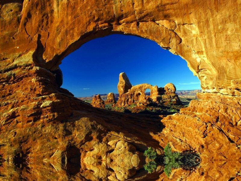 Natural Rock Arch — Orange, Dramatic, Afternoon