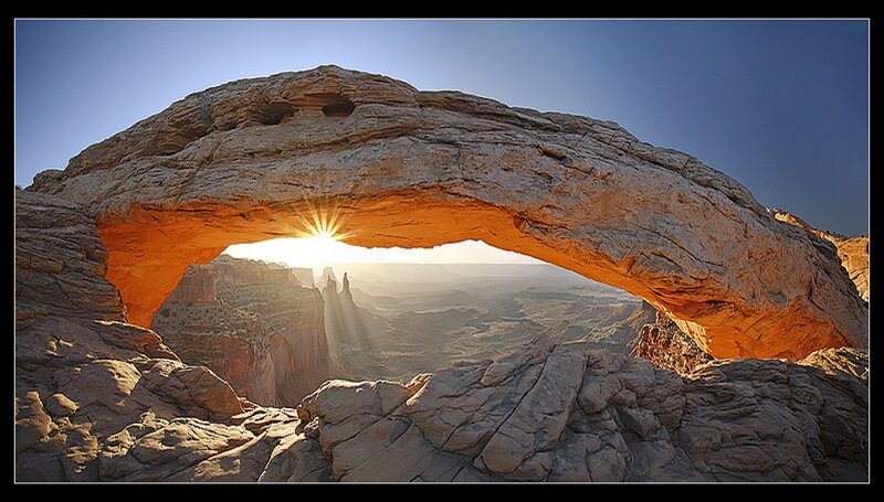 Natural Rock Arch — Orange, Dramatic, Sunrise, Photograph