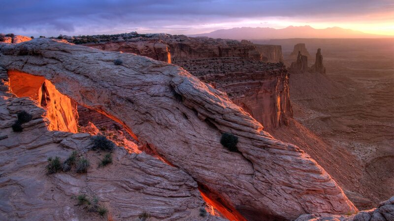 Natural Rock Arch — Orange, Dramatic, Sunset, Photograph, Canyon