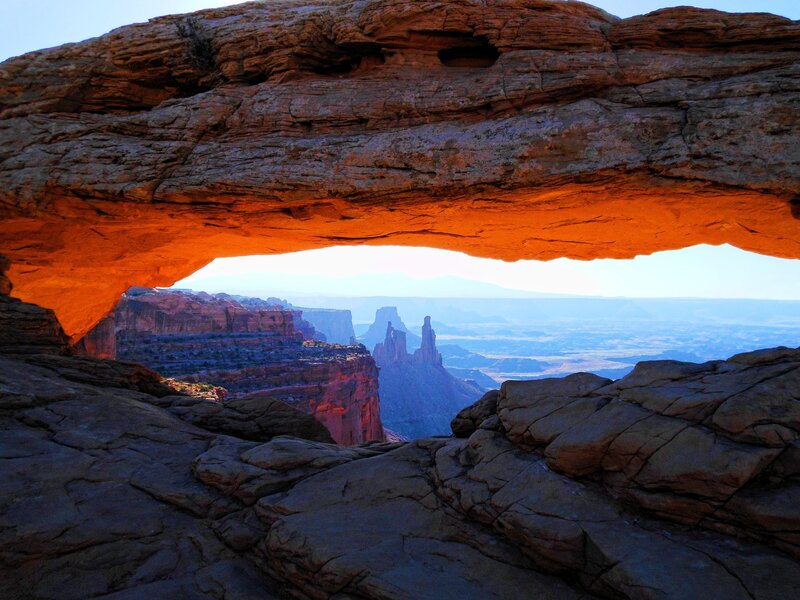 Natural Rock Arch — Orange, Dramatic, Sunset, Photograph, Cliff, Canyon