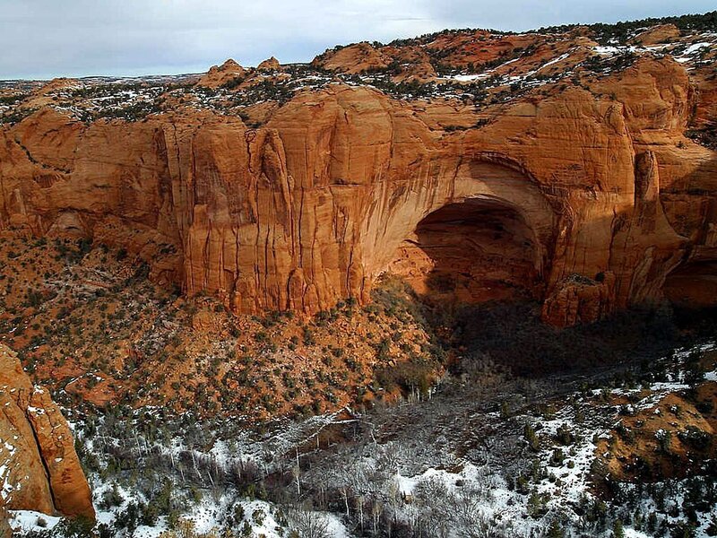 Natural Rock Arch — Orange, Dramatic, Winter