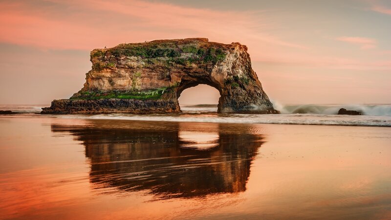 Natural Rock Arch — Orange, Serene, Sunset, Photograph