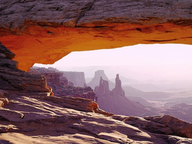 Natural Rock Arch — Orange, Serene, Sunset