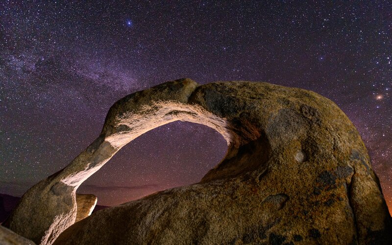 Natural Rock Arch — Purple, Serene, Night