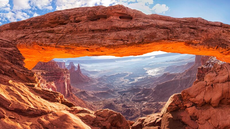 Natural Rock Arch — Red, Dramatic, Afternoon, Photograph, Canyon