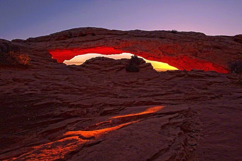 Natural Rock Arch — Red, Dramatic, Sunset, Photograph