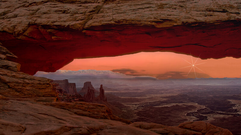 Natural Rock Arch — Red, Dramatic, Sunset