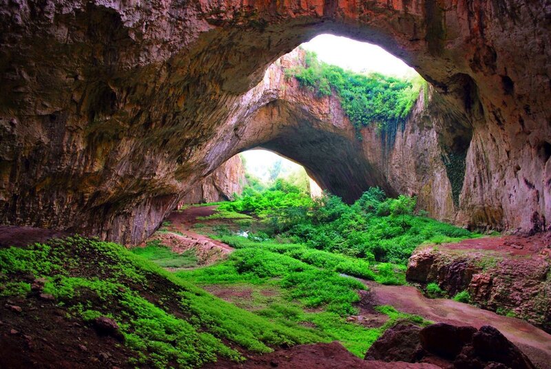 Natural rock arches in a cave
