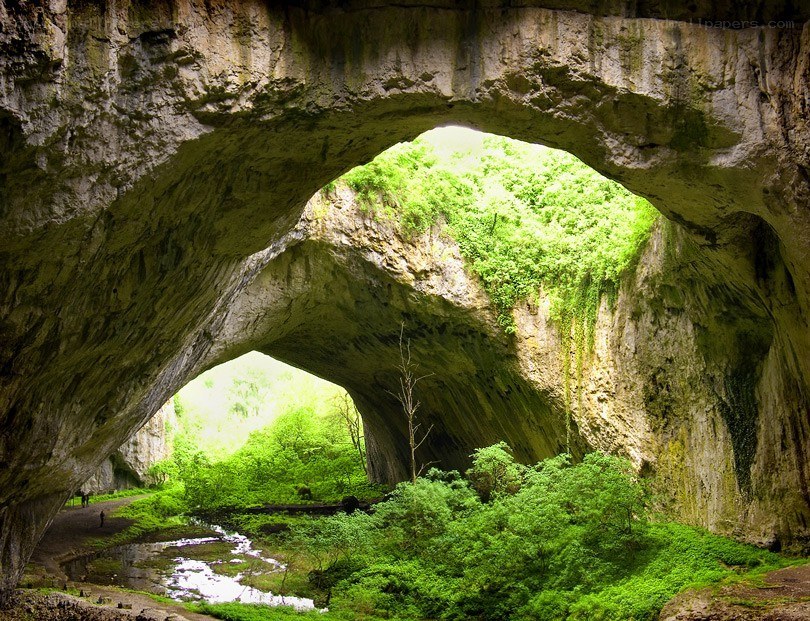 Natural rock arches with greenery