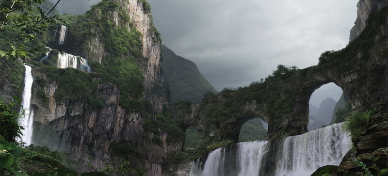 Natural Rock Arches with Waterfalls