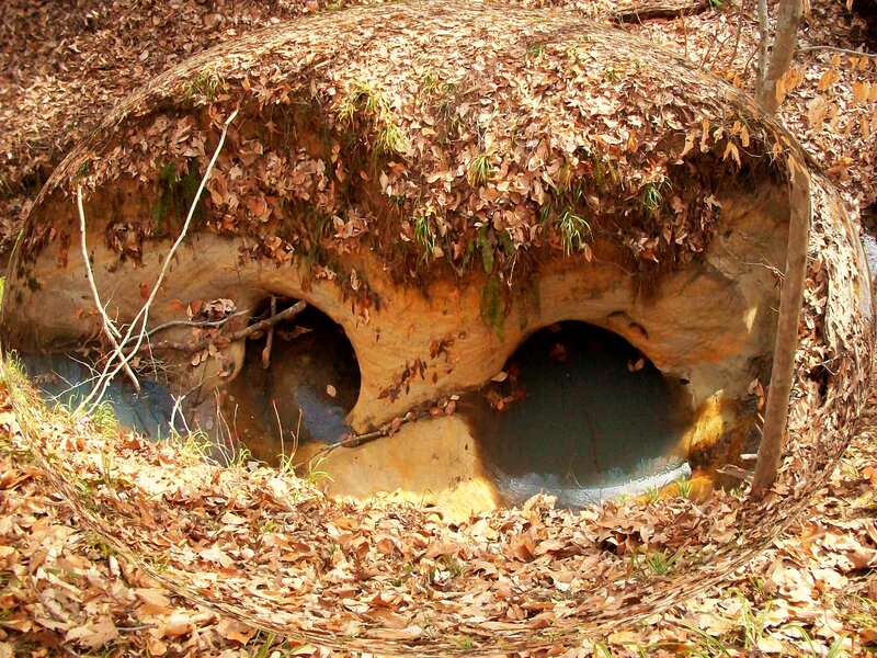Natural rock formation with water pools