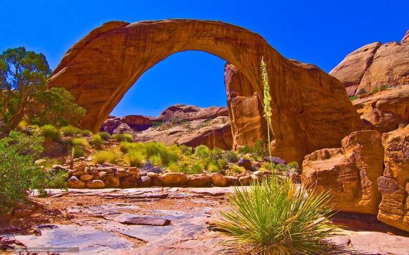 Natural Sandstone Arch — Blue, Dramatic