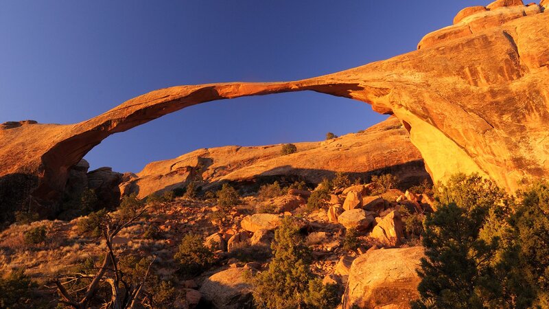Natural Sandstone Arch — Orange, Dramatic, Sunset