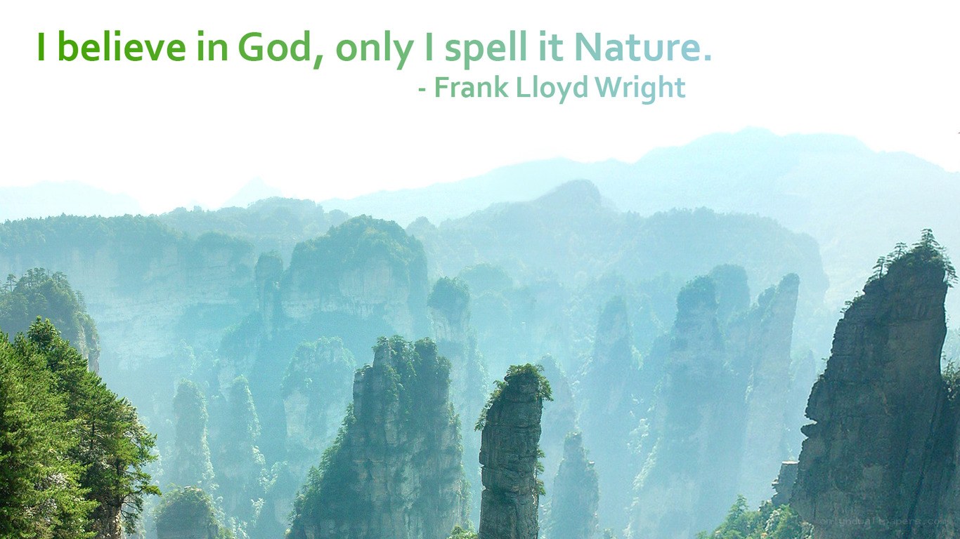 Nature quote with mountain view