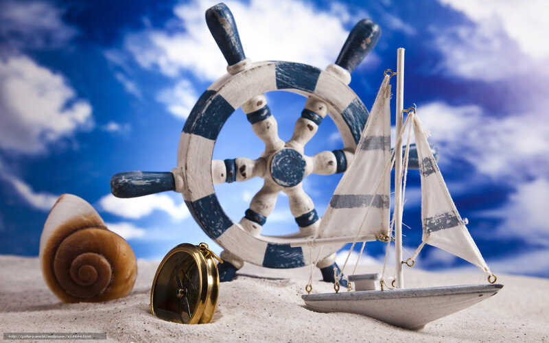 Nautical decor on sandy beach