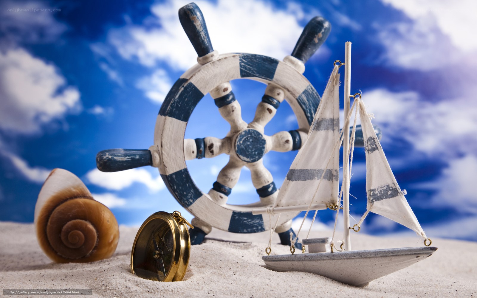 Nautical decor on sandy beach
