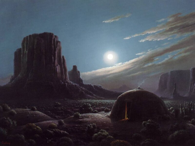 Navajo Hogan at Night